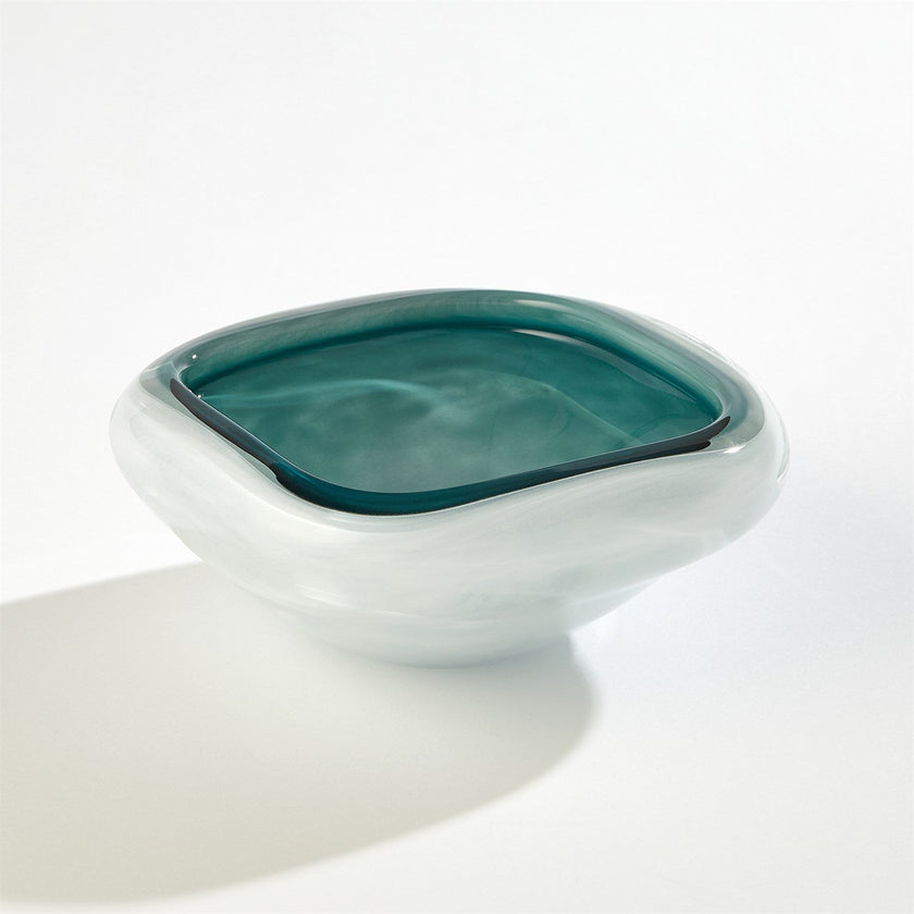 Global Views Square Cased Glass Bowl - Azure