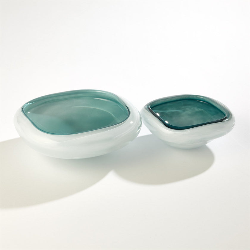 Global Views Square Cased Glass Bowl - Azure