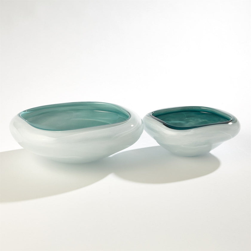 Global Views Square Cased Glass Bowl - Azure