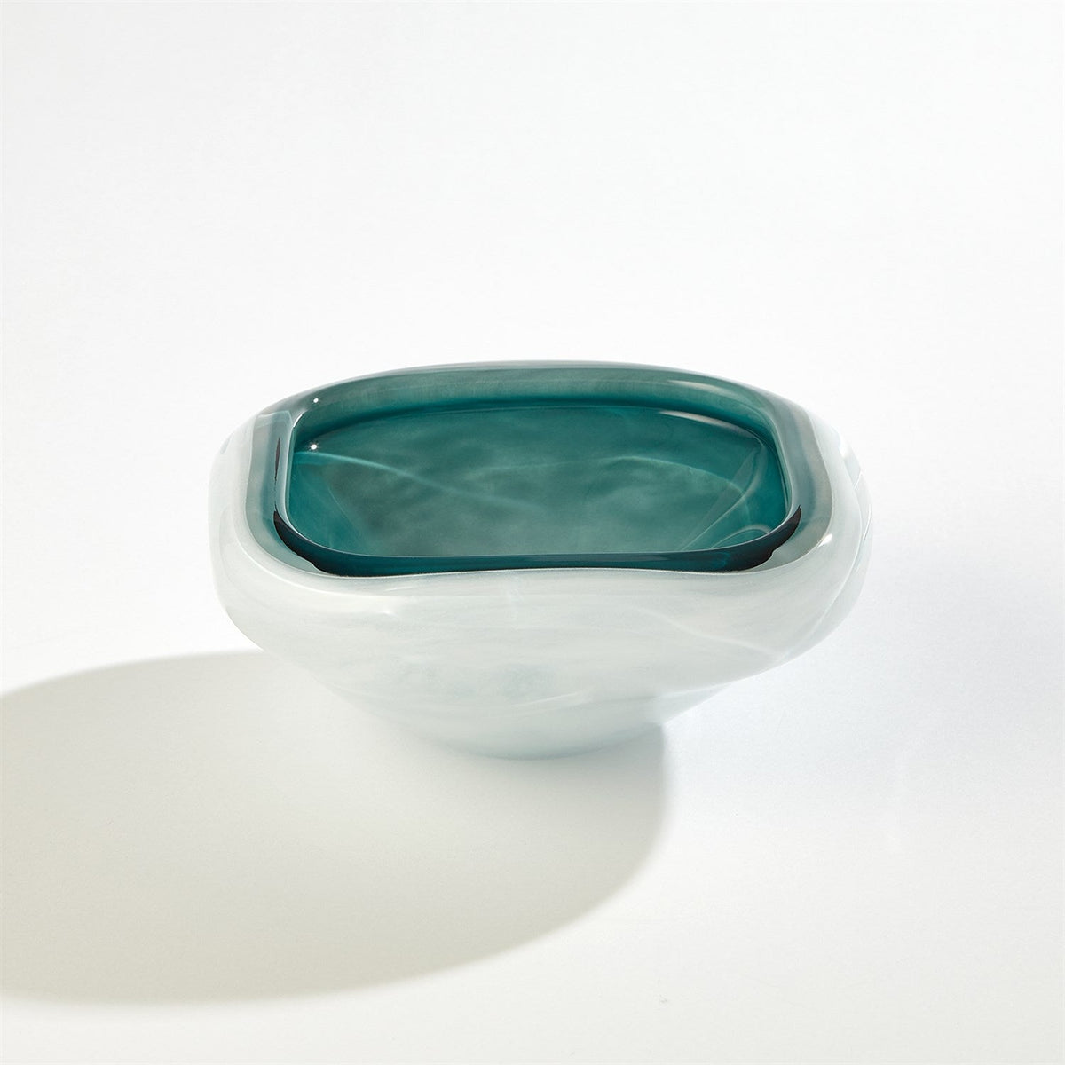 Global Views Square Cased Glass Bowl - Azure