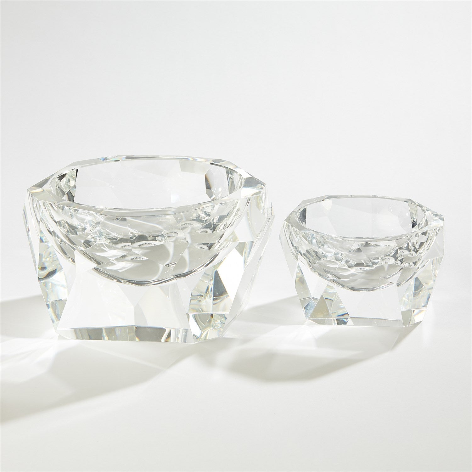 Global Views Multi Facet Crystal Bowl - Clear