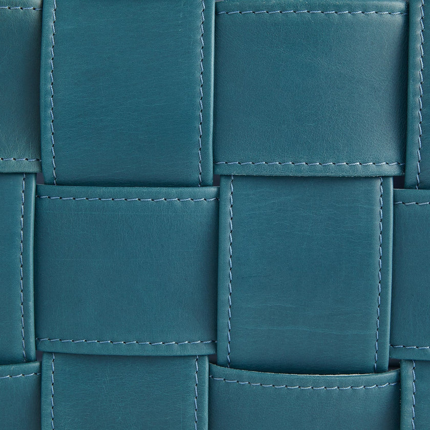 Global Views Soft Woven Leather Basket - Azure