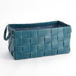 Global Views Soft Woven Leather Basket - Azure