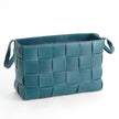 Global Views Soft Woven Leather Basket - Azure