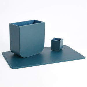 Global Views Radius Edge Leather Desk Accessories - Azure