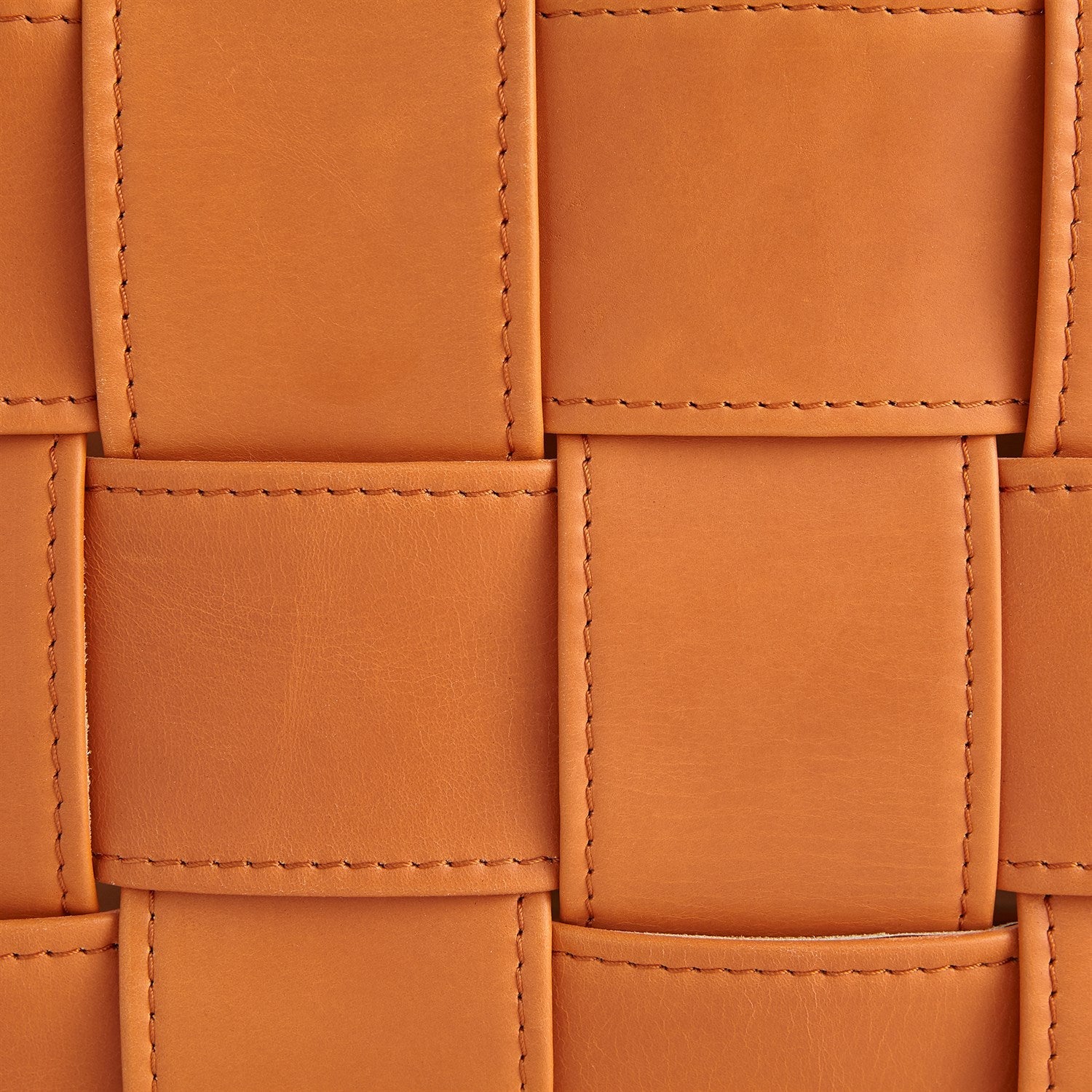 Global Views Soft Woven Leather Basket - Orange