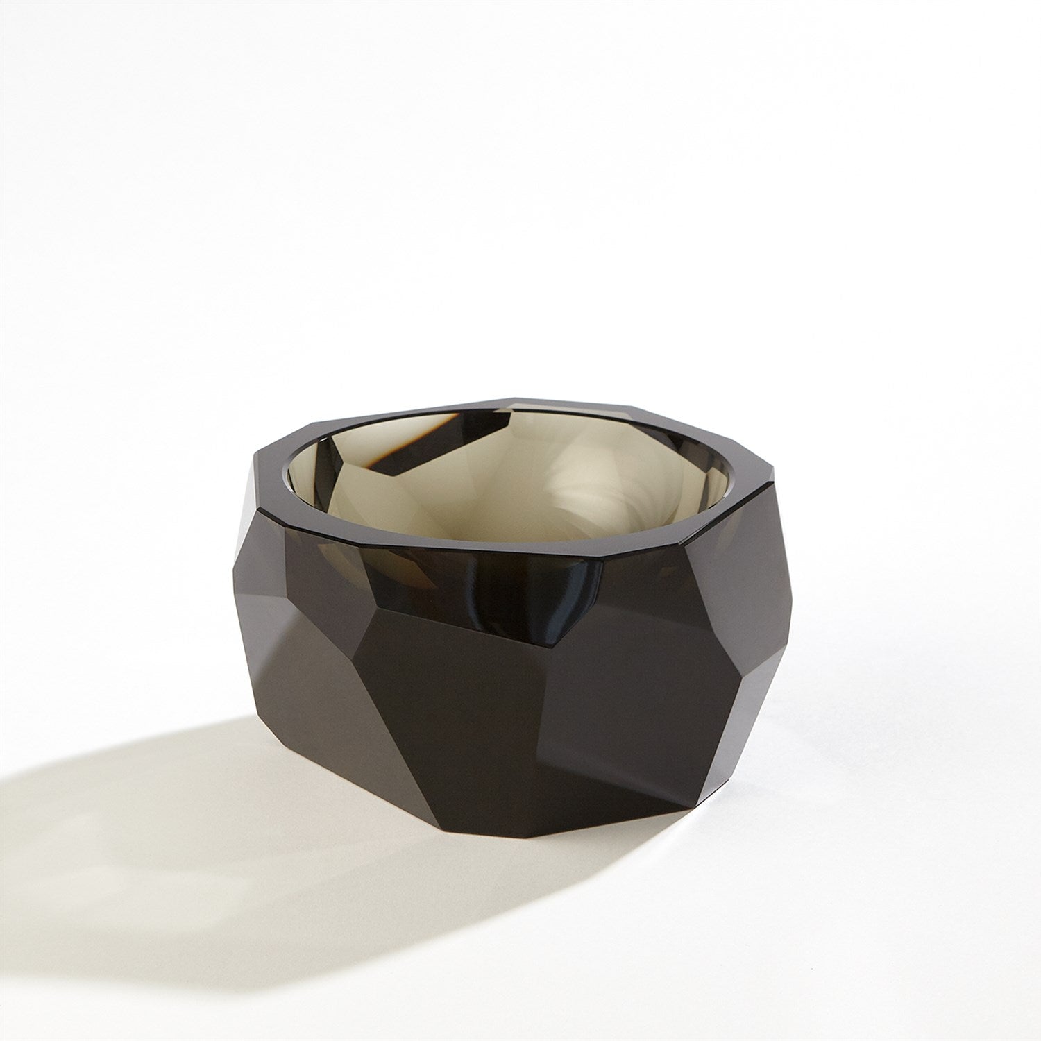Global Views Multi Facet Crystal Bowl - Grey