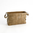 Global Views Soft Woven Leather Basket - Putty