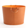 Global Views Oversized Oval Leather Basket - Orange