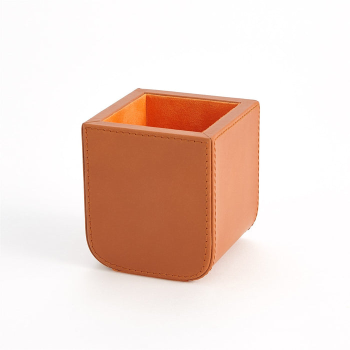 Global Views Radius Edge Leather Desk Accessories - Orange