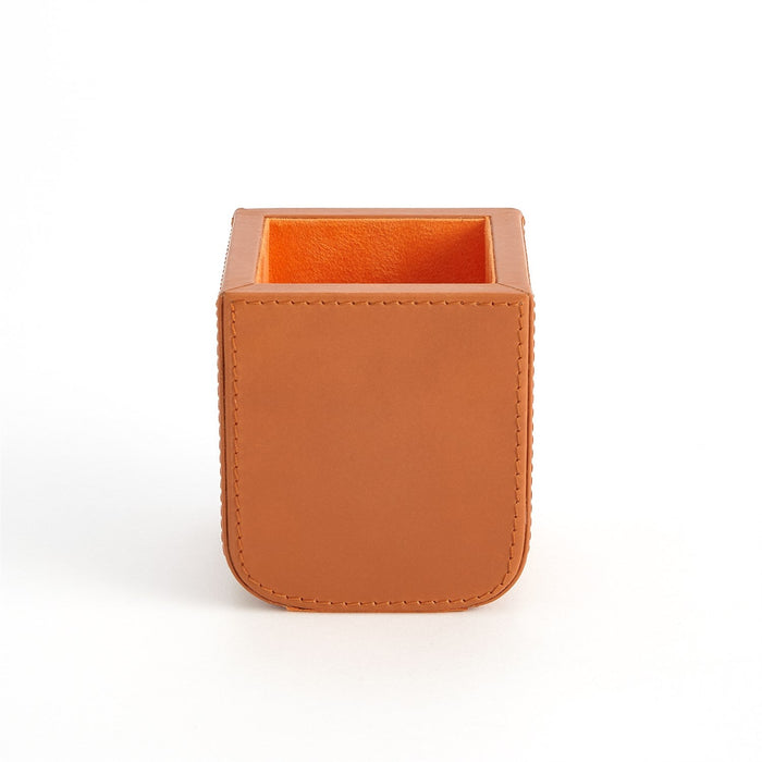 Global Views Radius Edge Leather Desk Accessories - Orange