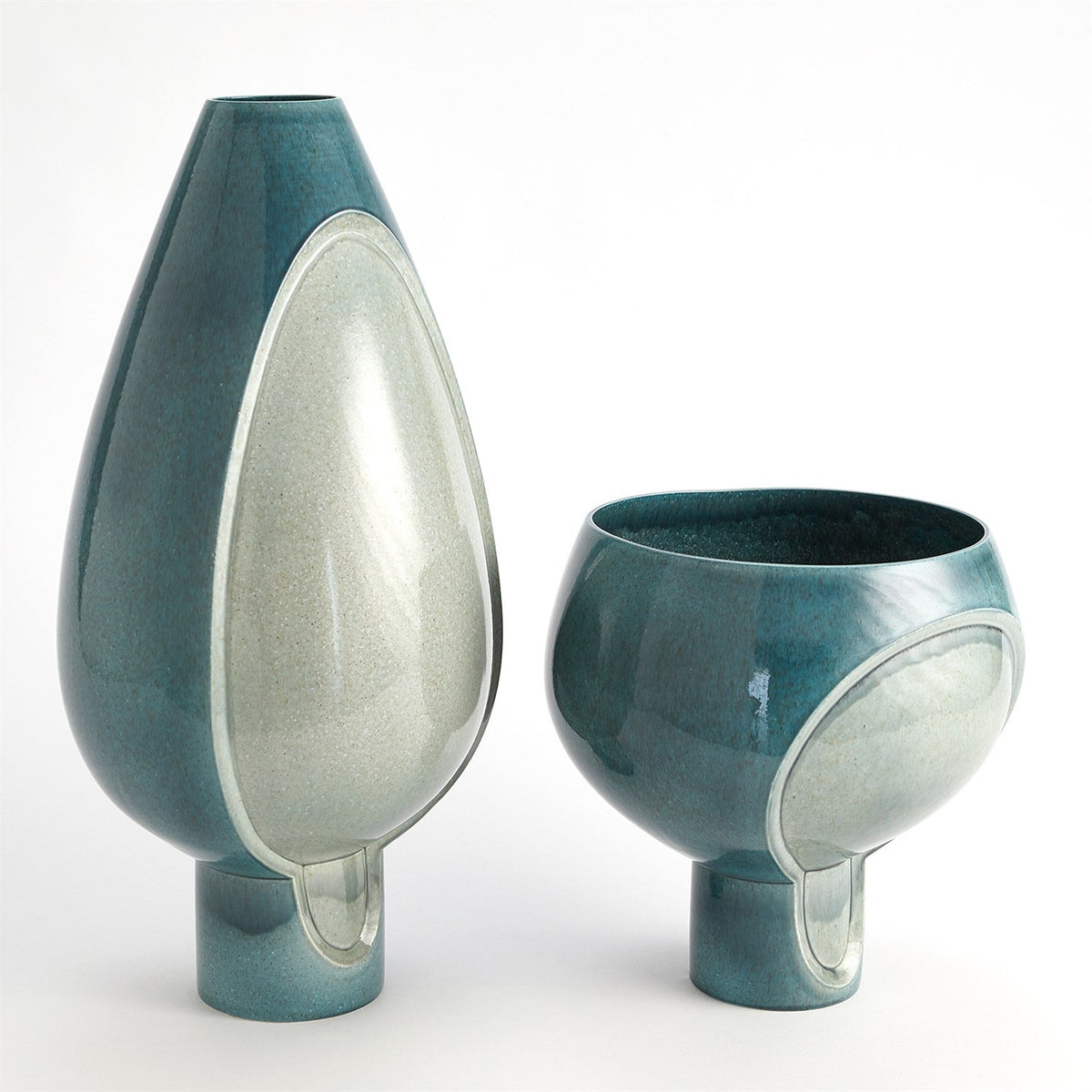 Global Views Two Tone Pod Vase - Azure