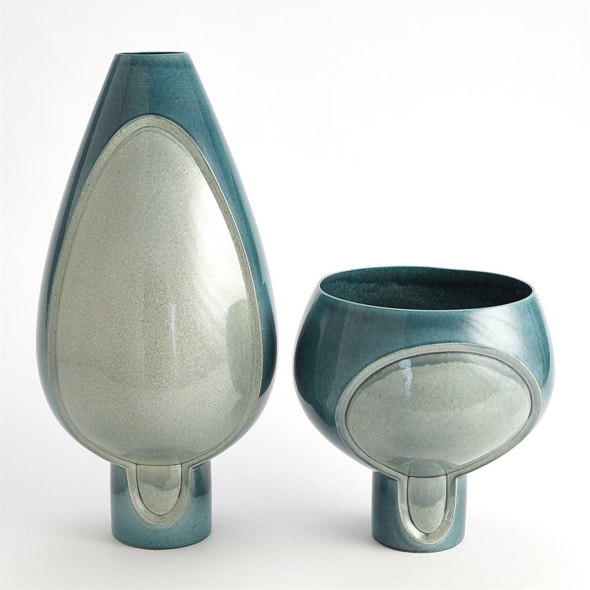Global Views Two Tone Pod Vase - Azure