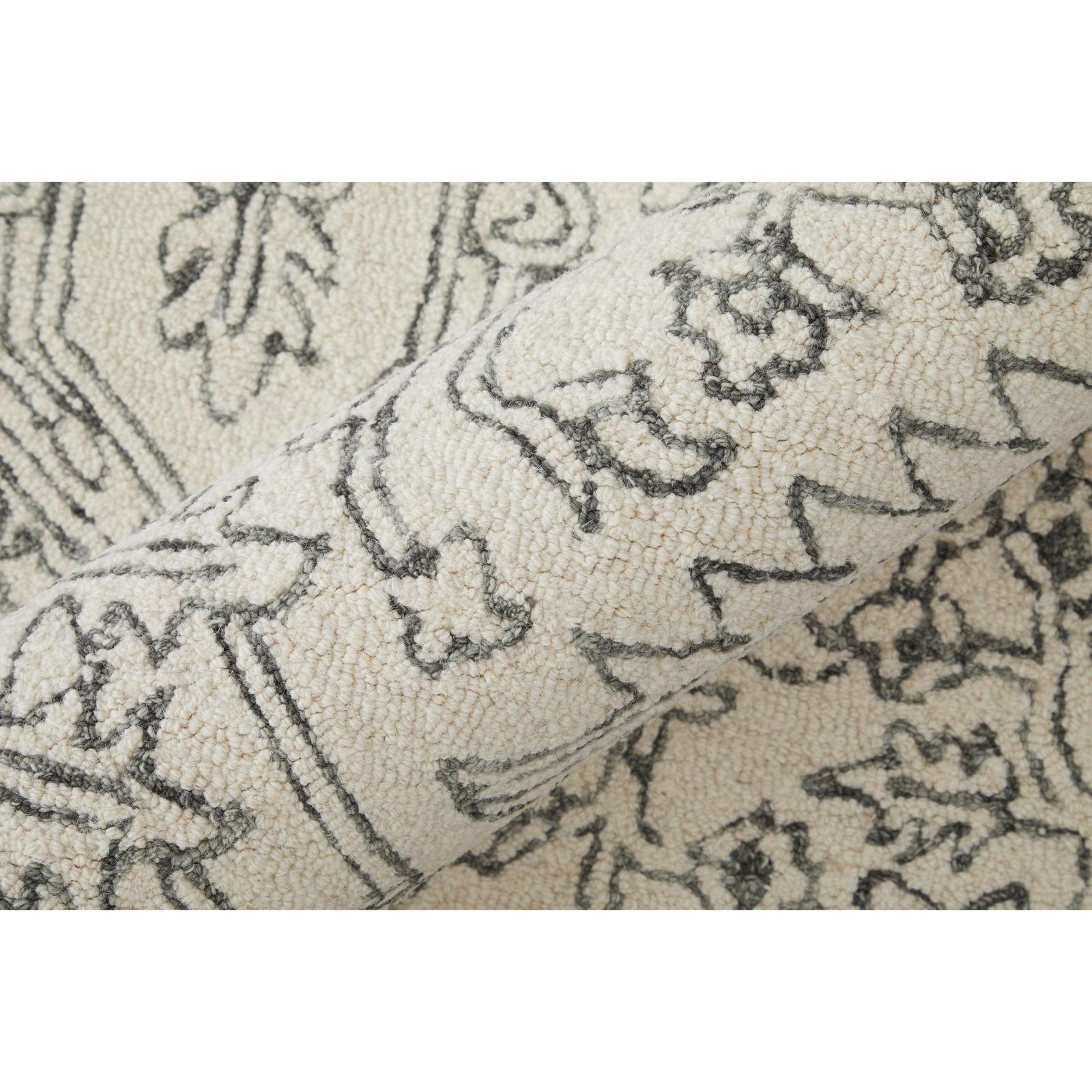 Feizy Belfort 8778F Transitional Medallion Rug in White/Gray