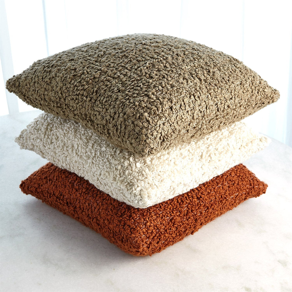 Global Views Textured Boucle Pillow - Rust