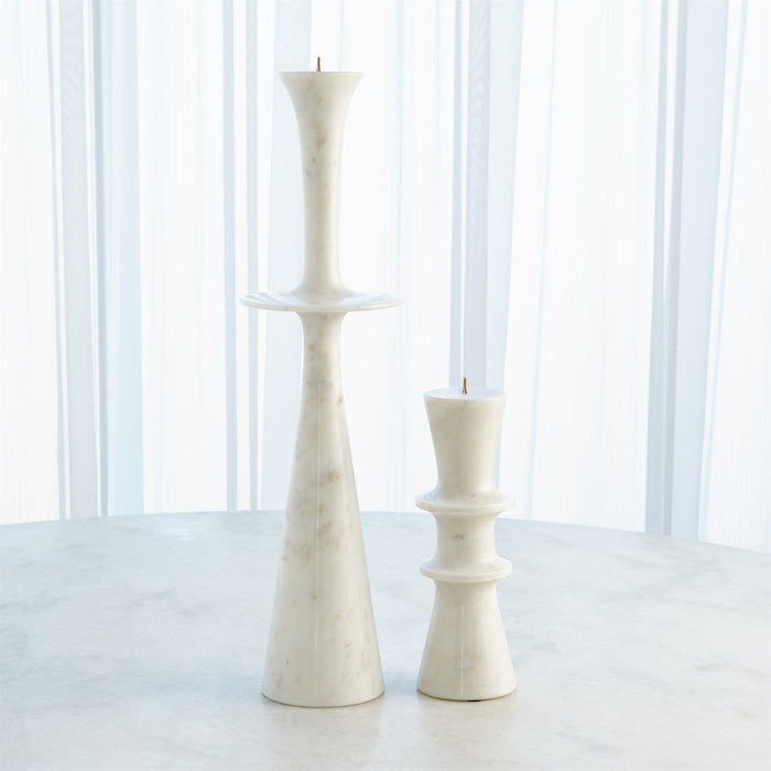 Global Views Double Flair Candle Stand - White