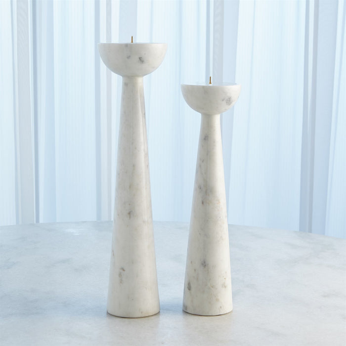 Global Views Round Top Candle Stand - White