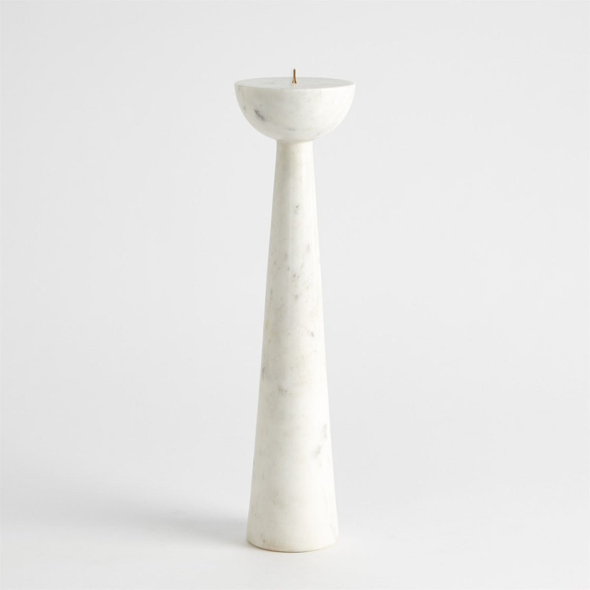 Global Views Round Top Candle Stand - White