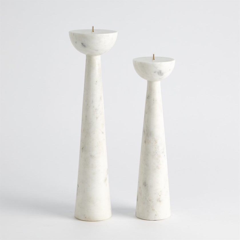 Global Views Round Top Candle Stand - White