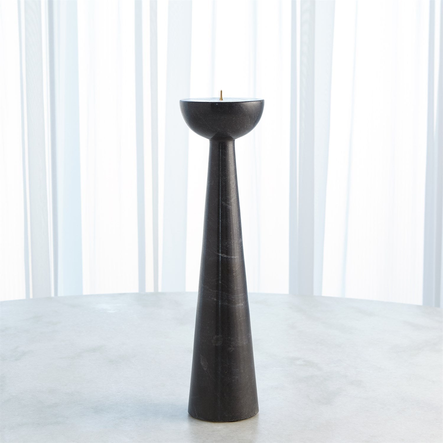 Global Views Round Top Candle Stand - Black