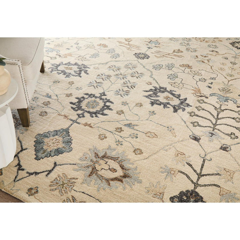 Feizy Springfield 8A48F Transitional Floral & Botanical Rug in Ivory/Tan/Gray