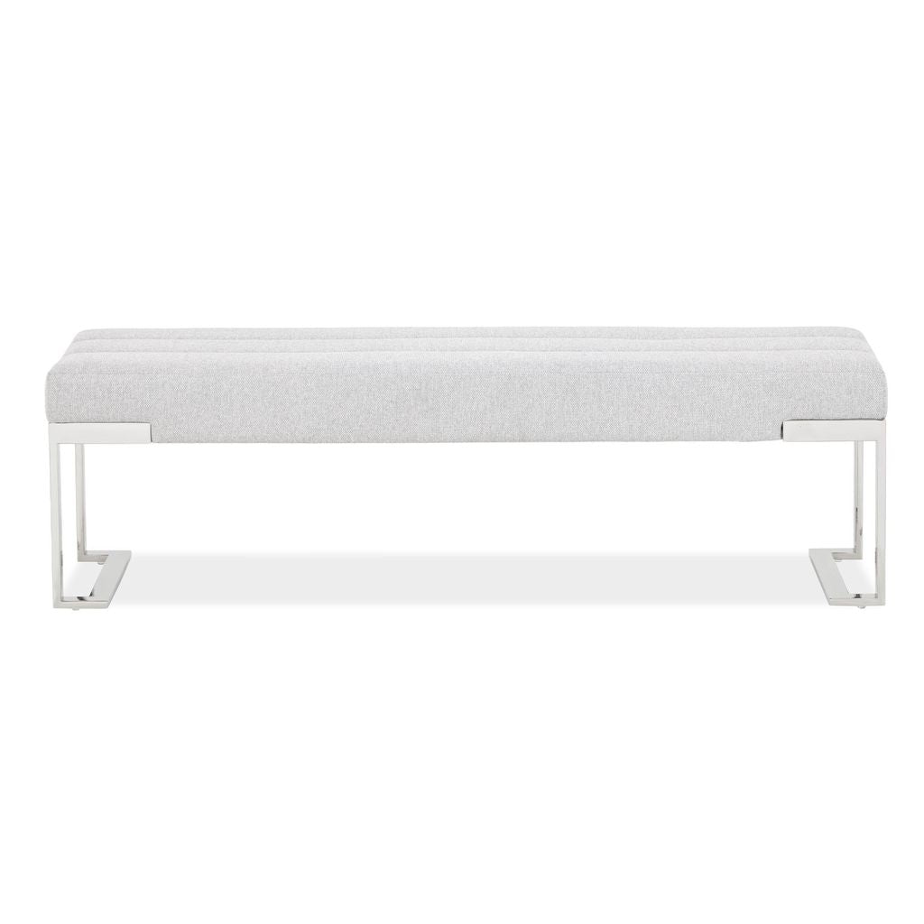 Michael Amini Tulip Accent Bench - Gray/Chrome