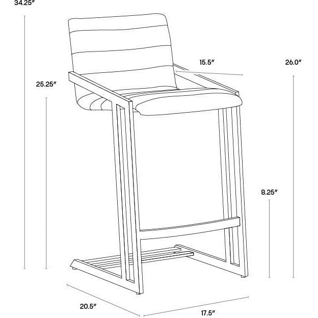 Sunpan Webber Counter Stool - Bravo Cognac - Set of 2