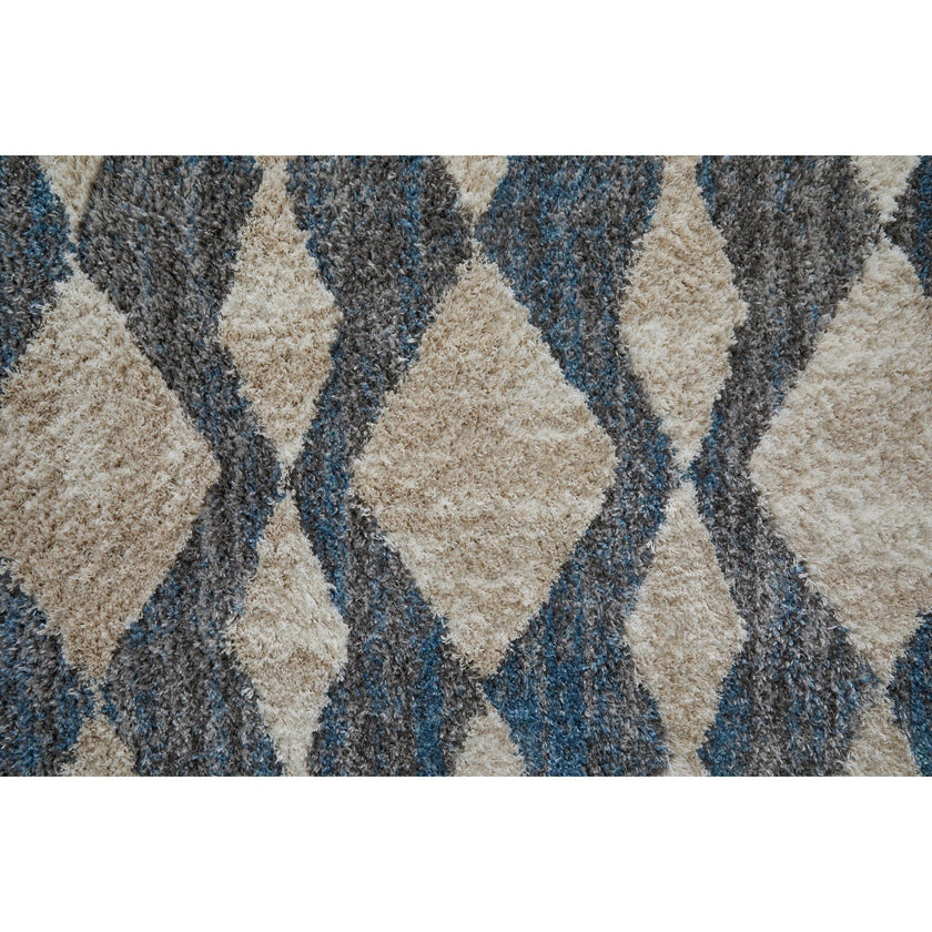 Feizy Mynka 39IFF Transitional Diamond in Ivory/Gray/Blue