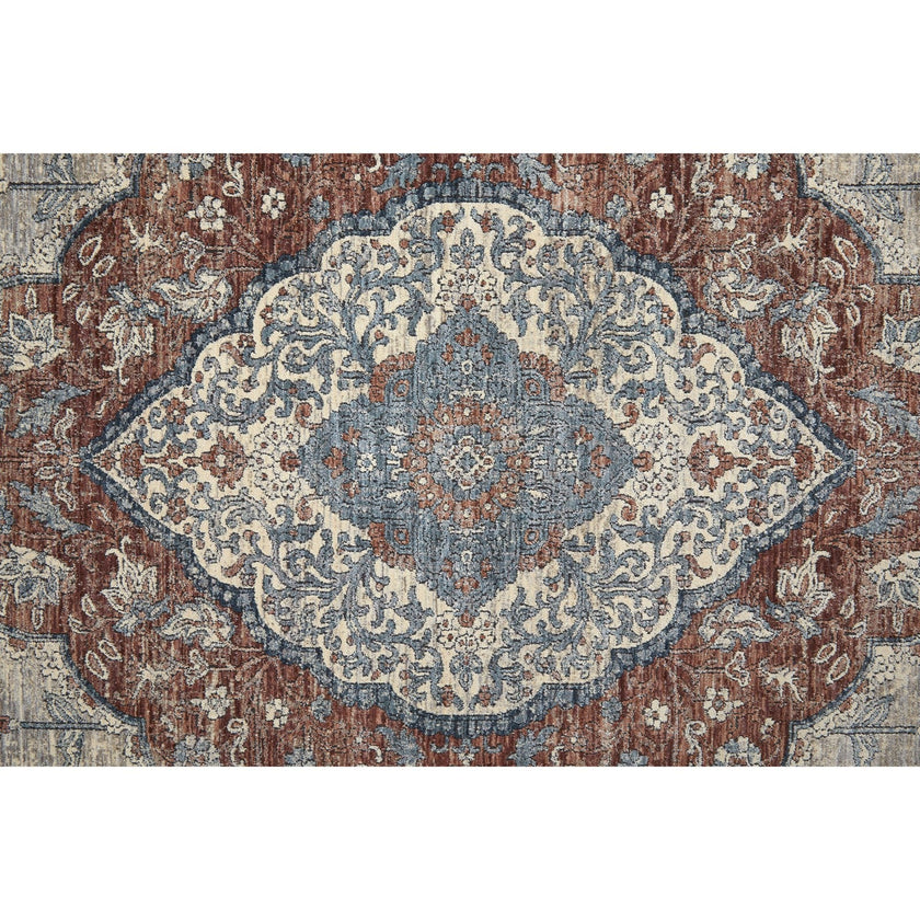 Feizy Marquette 39GRF Transitional Medallion in Gray/Red/Blue