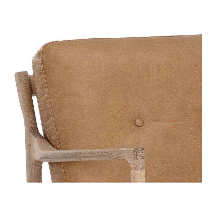 Sunpan Gilmore Lounge Chair - Light Oak - Sahara Camel Leather