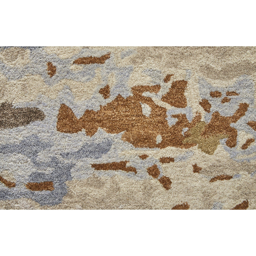 Feizy Everley 8644F Modern Abstract in Ivory/Blue/Brown