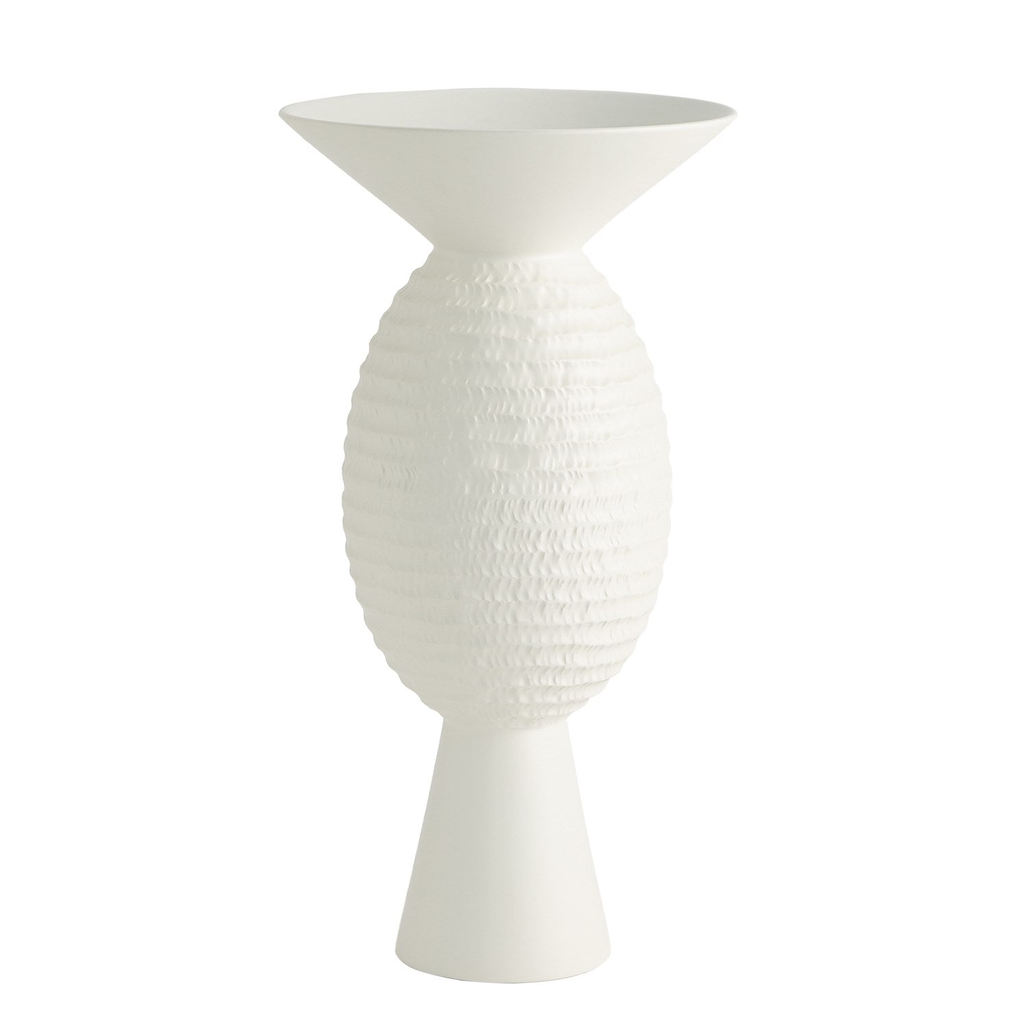 Global Views Chiseled Orb Vase - Matte White