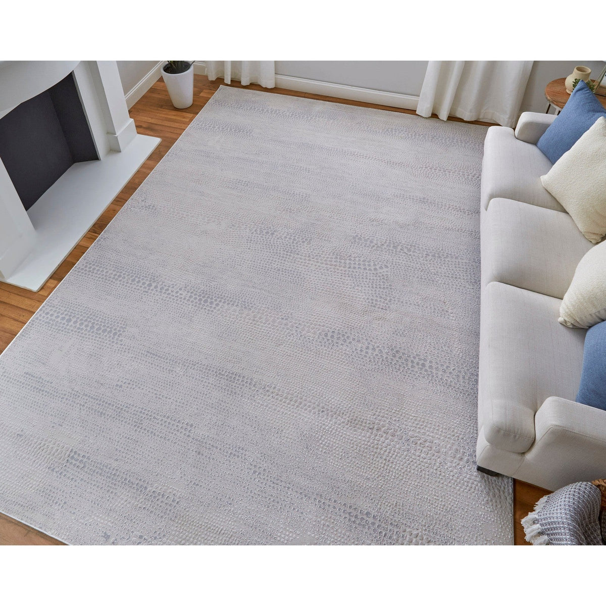 Feizy Prasad 39N8F Modern Distressed in Ivory/Silver/Gray