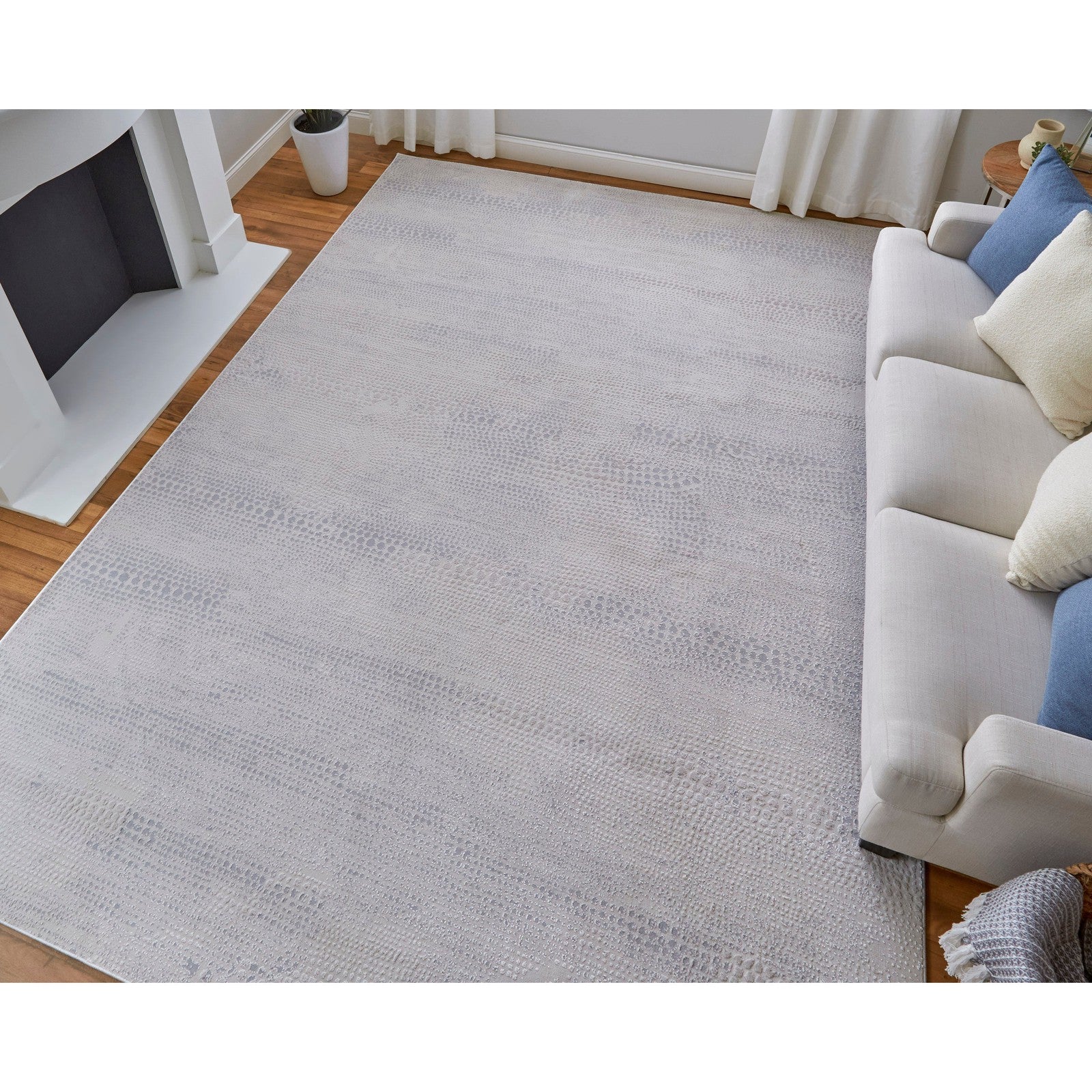 Feizy Prasad 39N8F Modern Distressed in Ivory/Silver/Gray