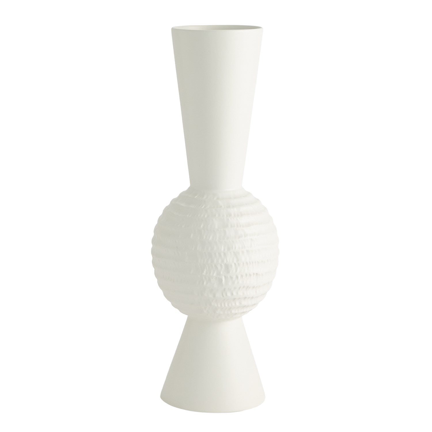 Global Views Chiseled Orb Vase - Matte White