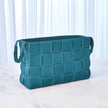 Global Views Soft Woven Leather Basket - Azure
