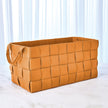 Global Views Soft Woven Leather Basket - Orange