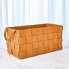 Global Views Soft Woven Leather Basket - Orange