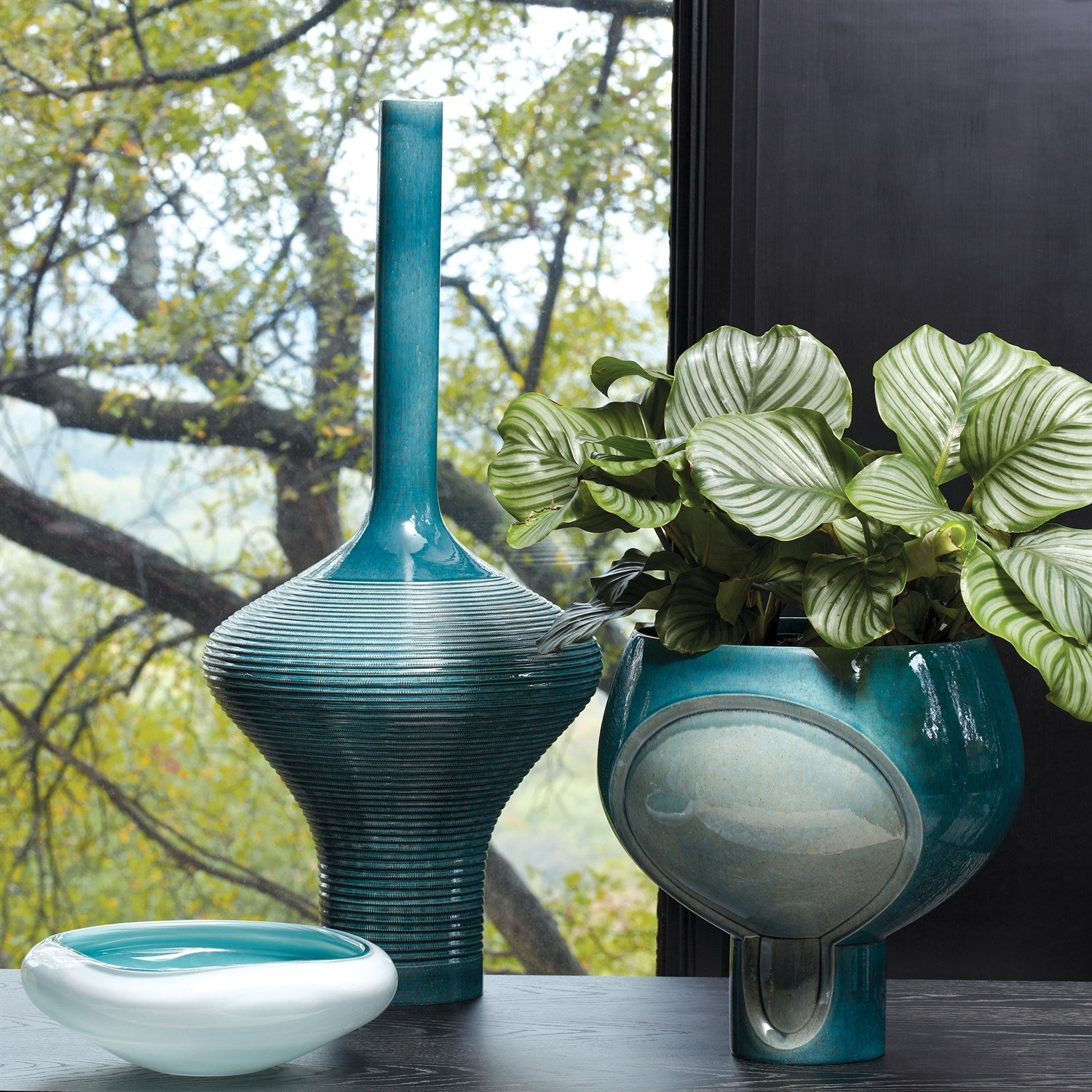 Global Views Square Cased Glass Bowl - Azure