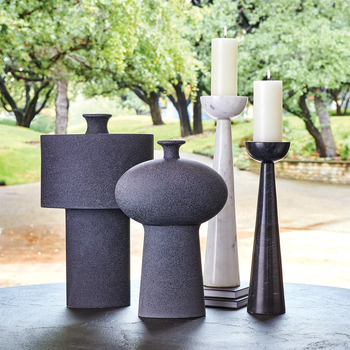 Global Views Folk Vase - Black Stone