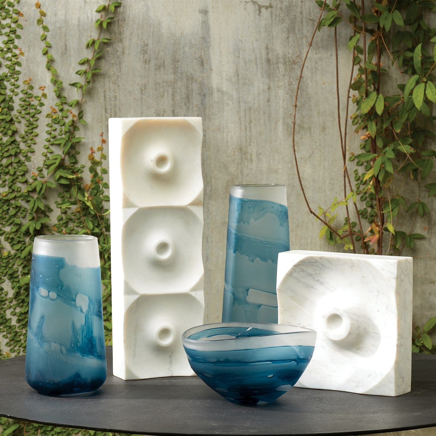 Global Views Glacier Vase & Bowl