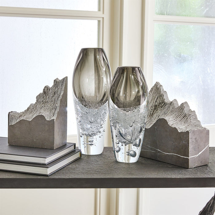 Global Views Mountain Summit Bookends - Grey Marble - Set of 2