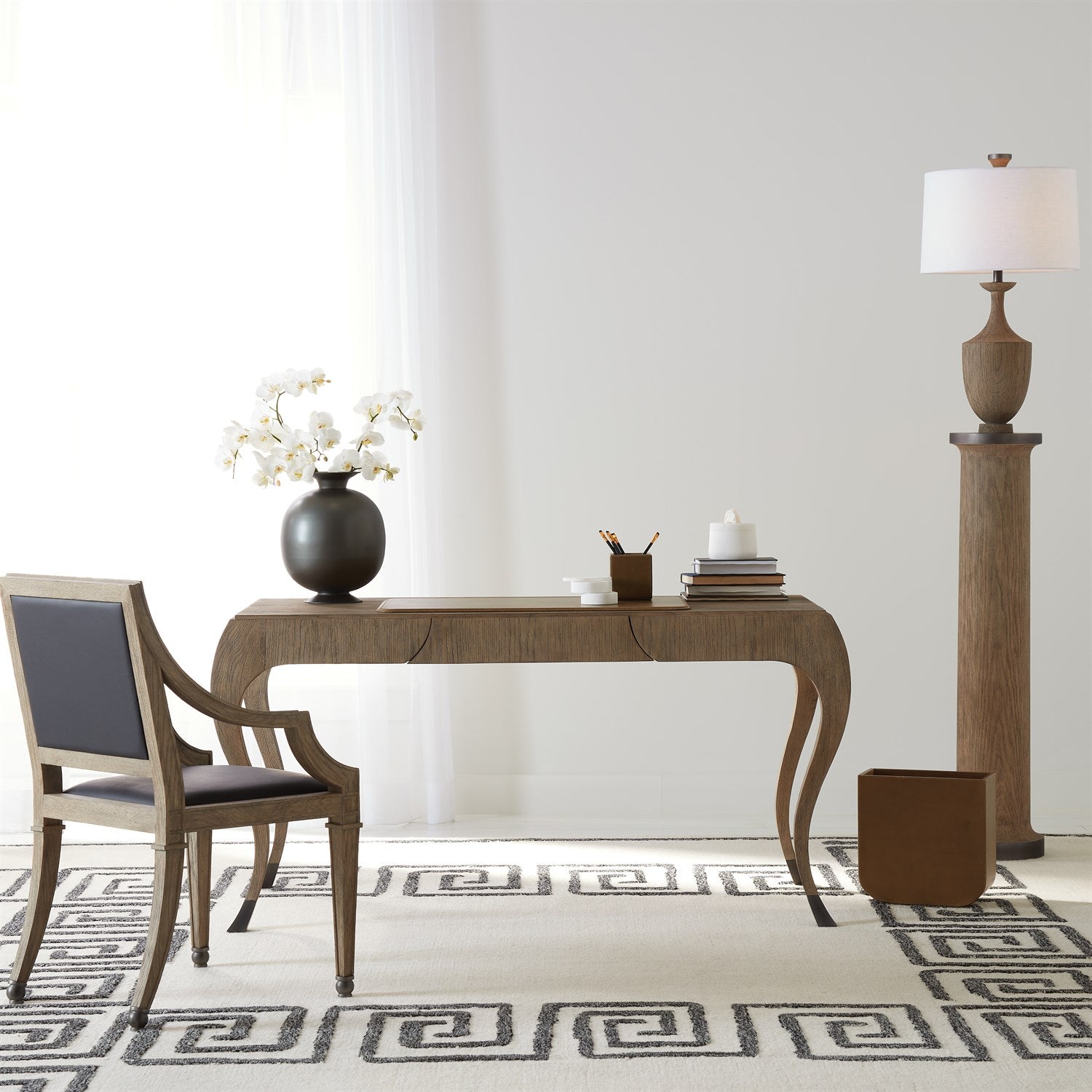 Global Views Radius Edge Leather Desk Accessories - Putty