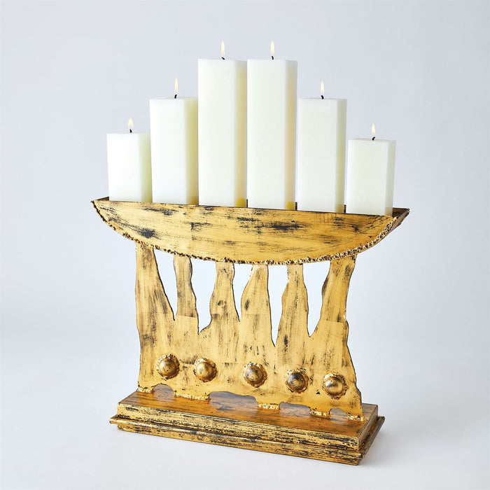 Global Views Brutalist Candelabra - Gold Leaf