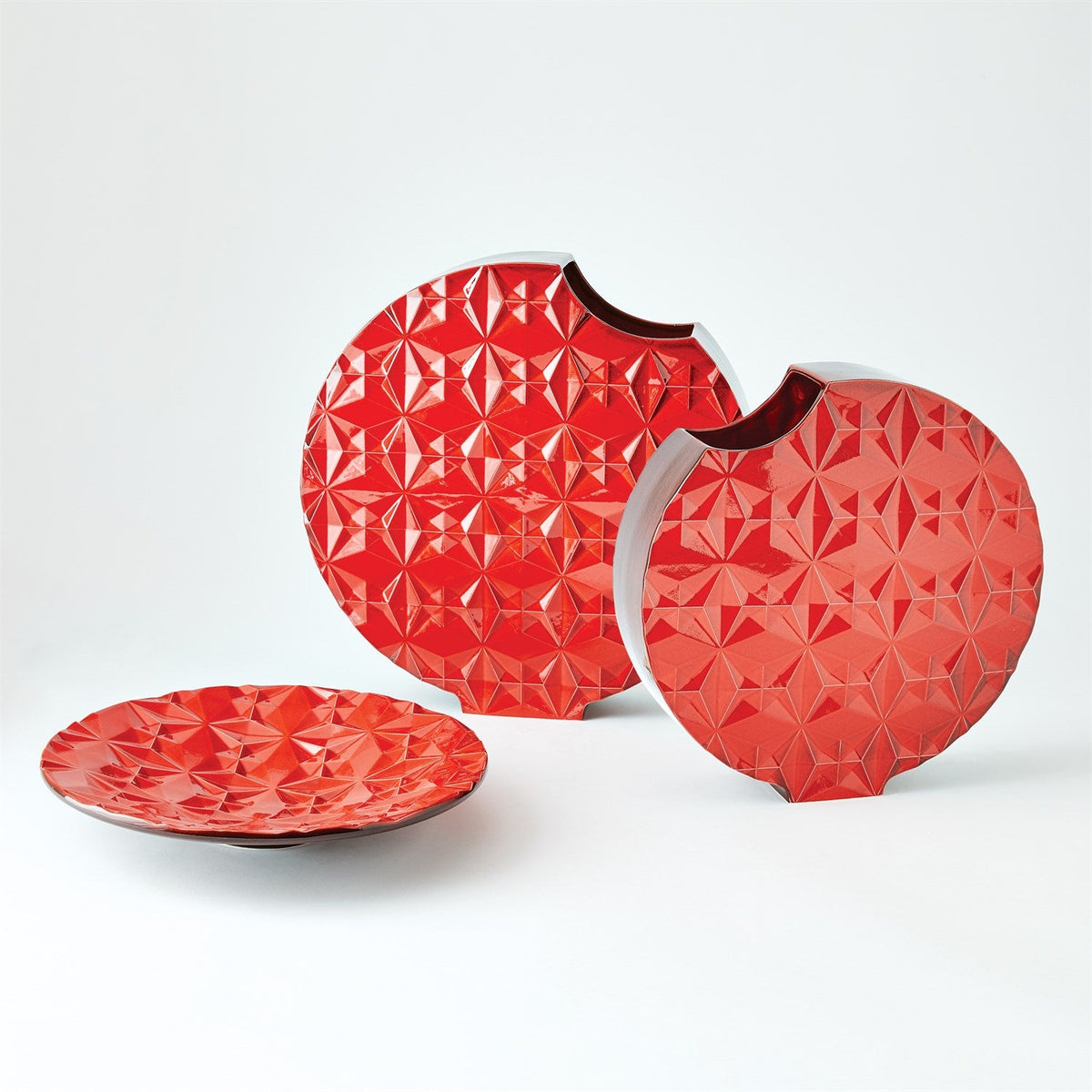 Global Views Geometric Charger - Red