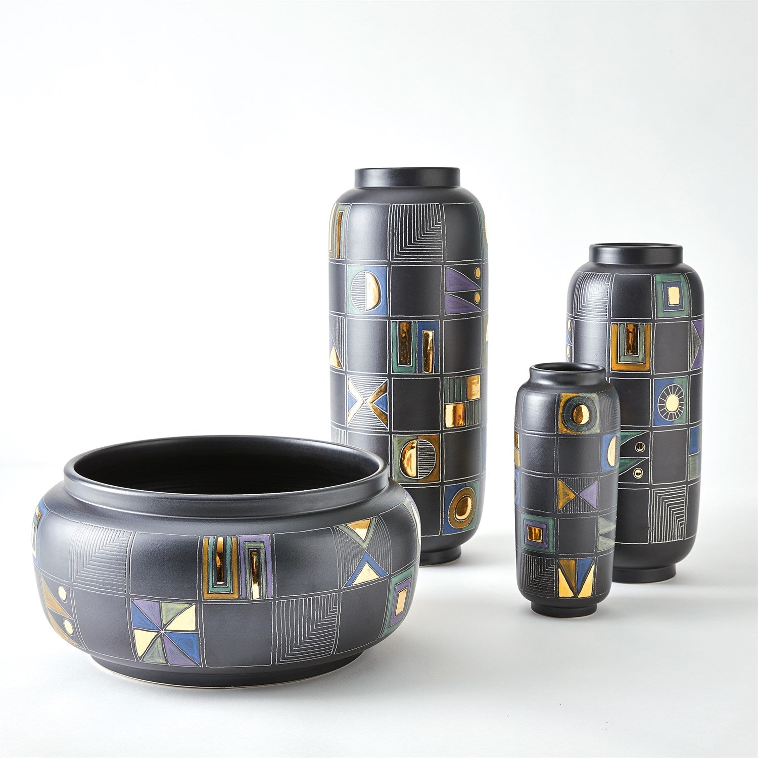 Global Views Script Vases & Bowl