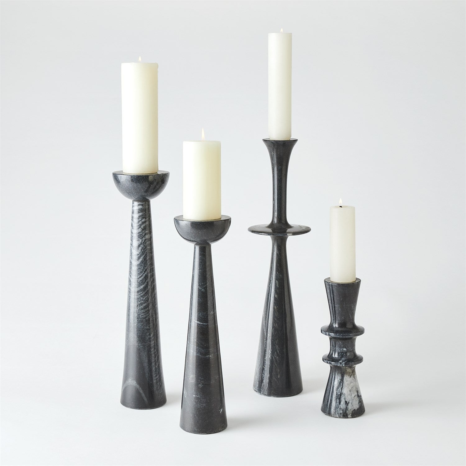 Global Views Round Top Candle Stand - Black