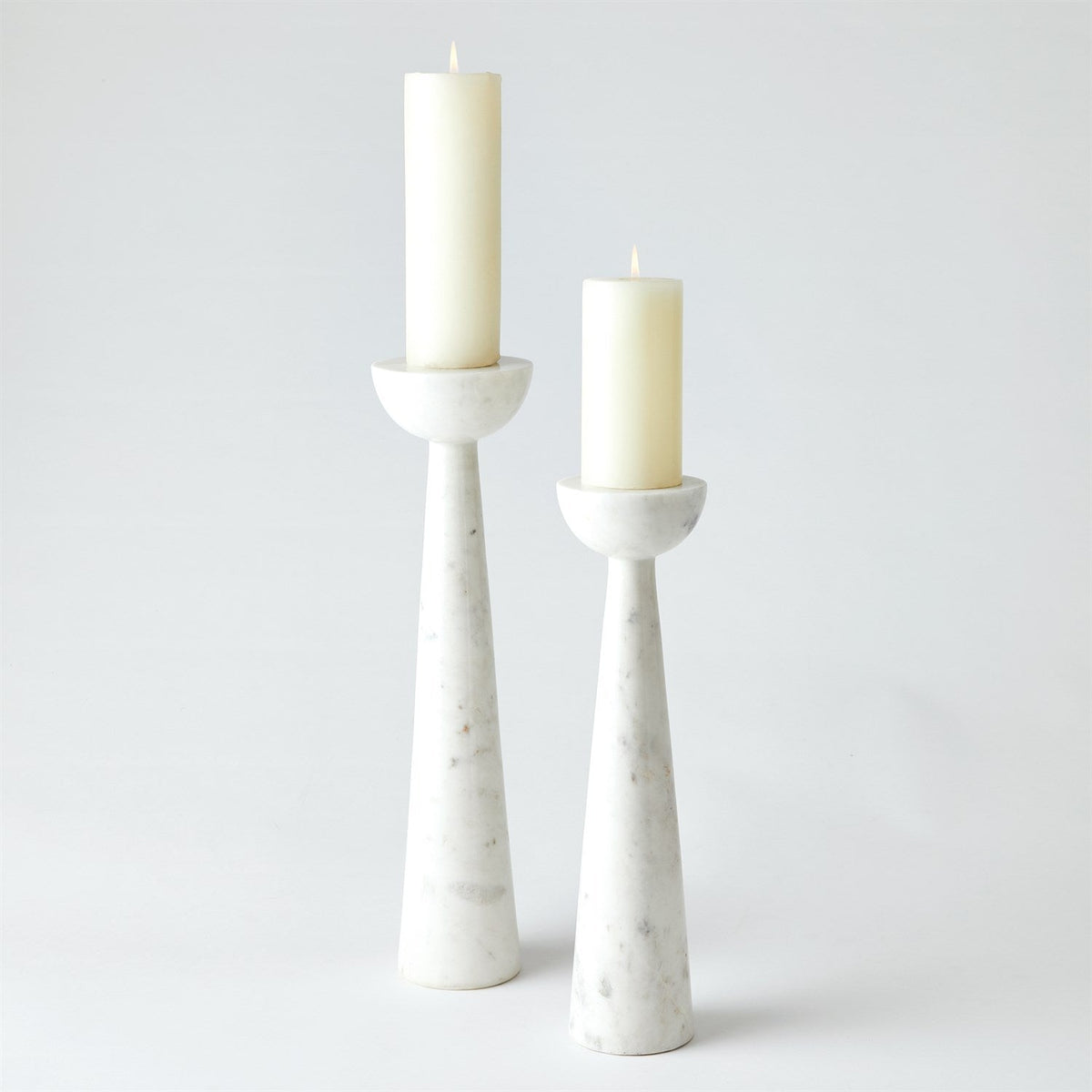 Global Views Round Top Candle Stand - White