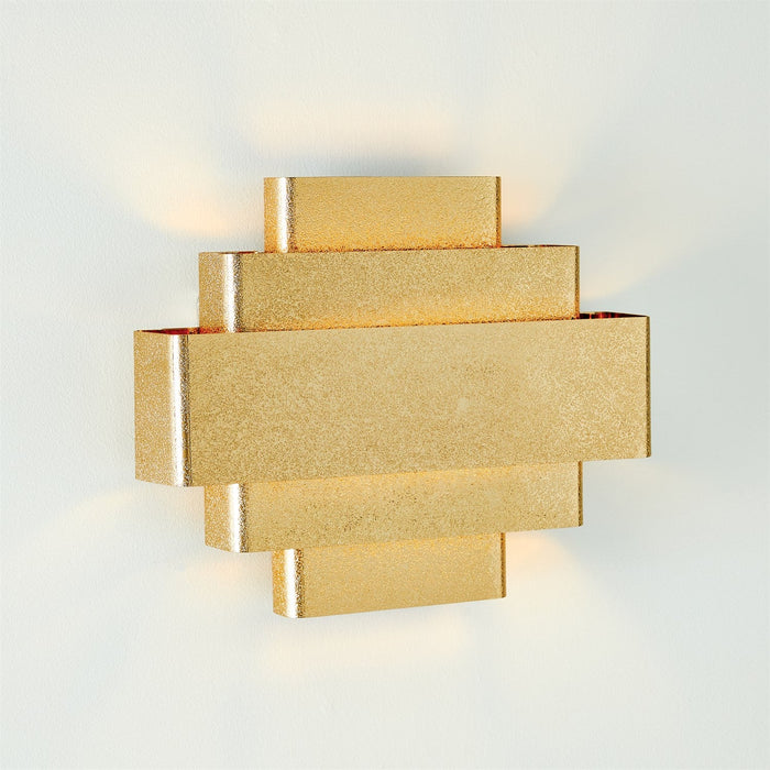 Global Views Rectangular Babylon Sconce - Brass