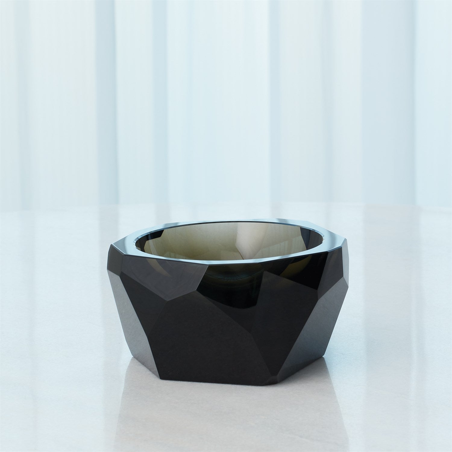 Global Views Multi Facet Crystal Bowl - Grey